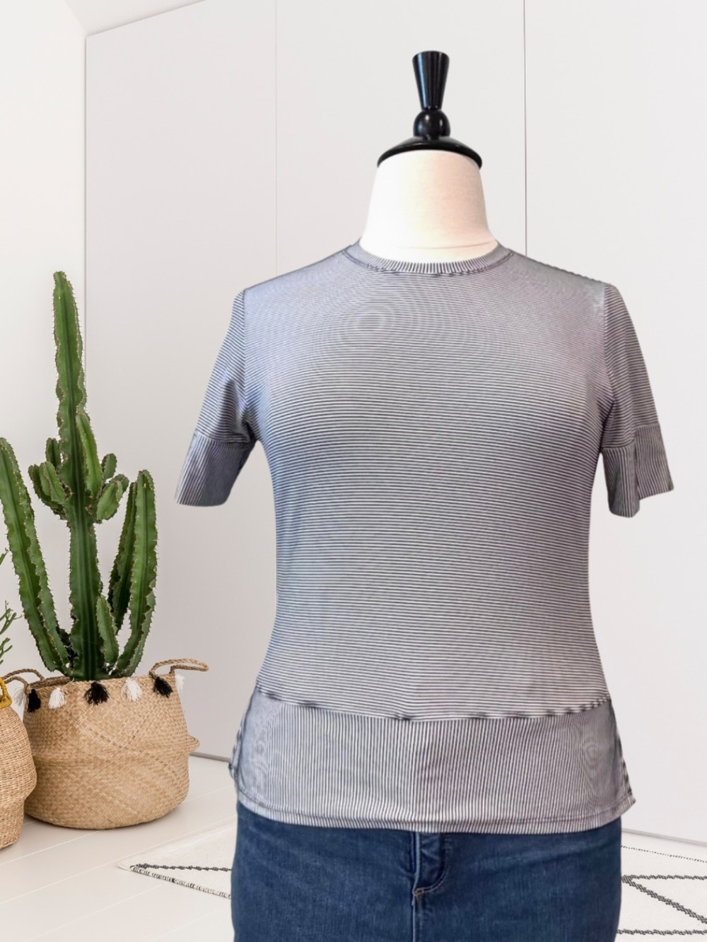 TAIL Active Short Sleeve Striped Stretch Top